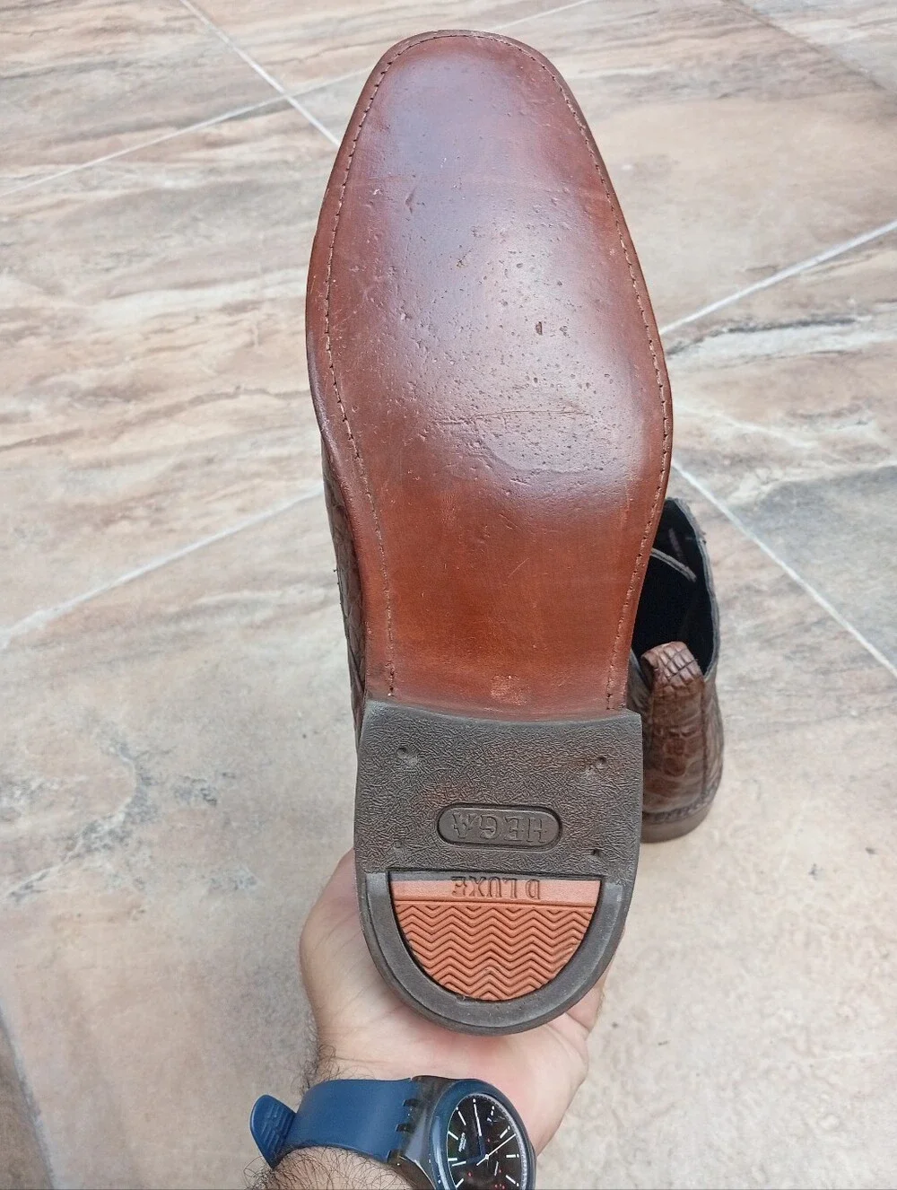 Men's Brown Crocodrile Leather Lace-Up Boots